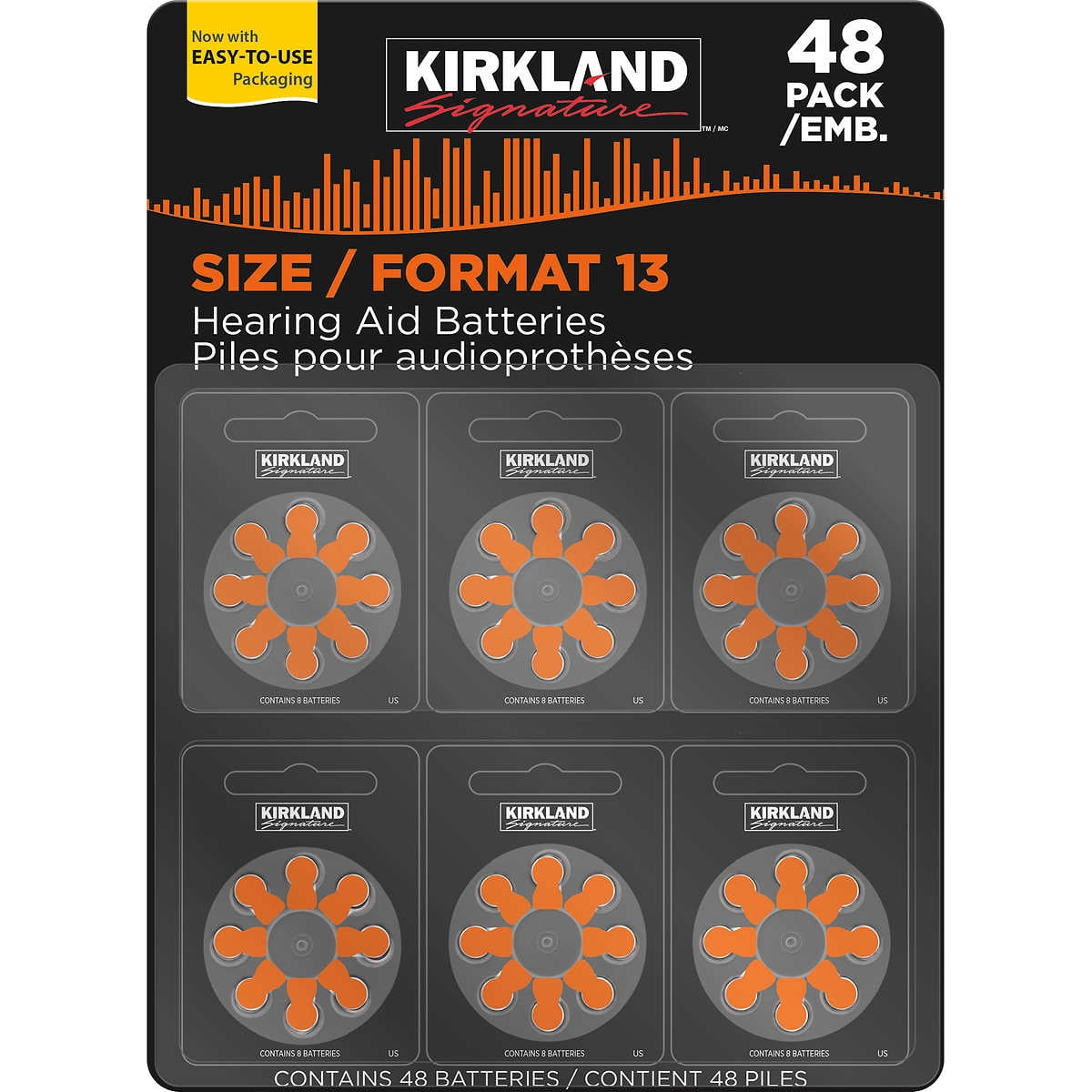 Kirkland Signature Hearing Aid Batteries, Size 13, 48 ct