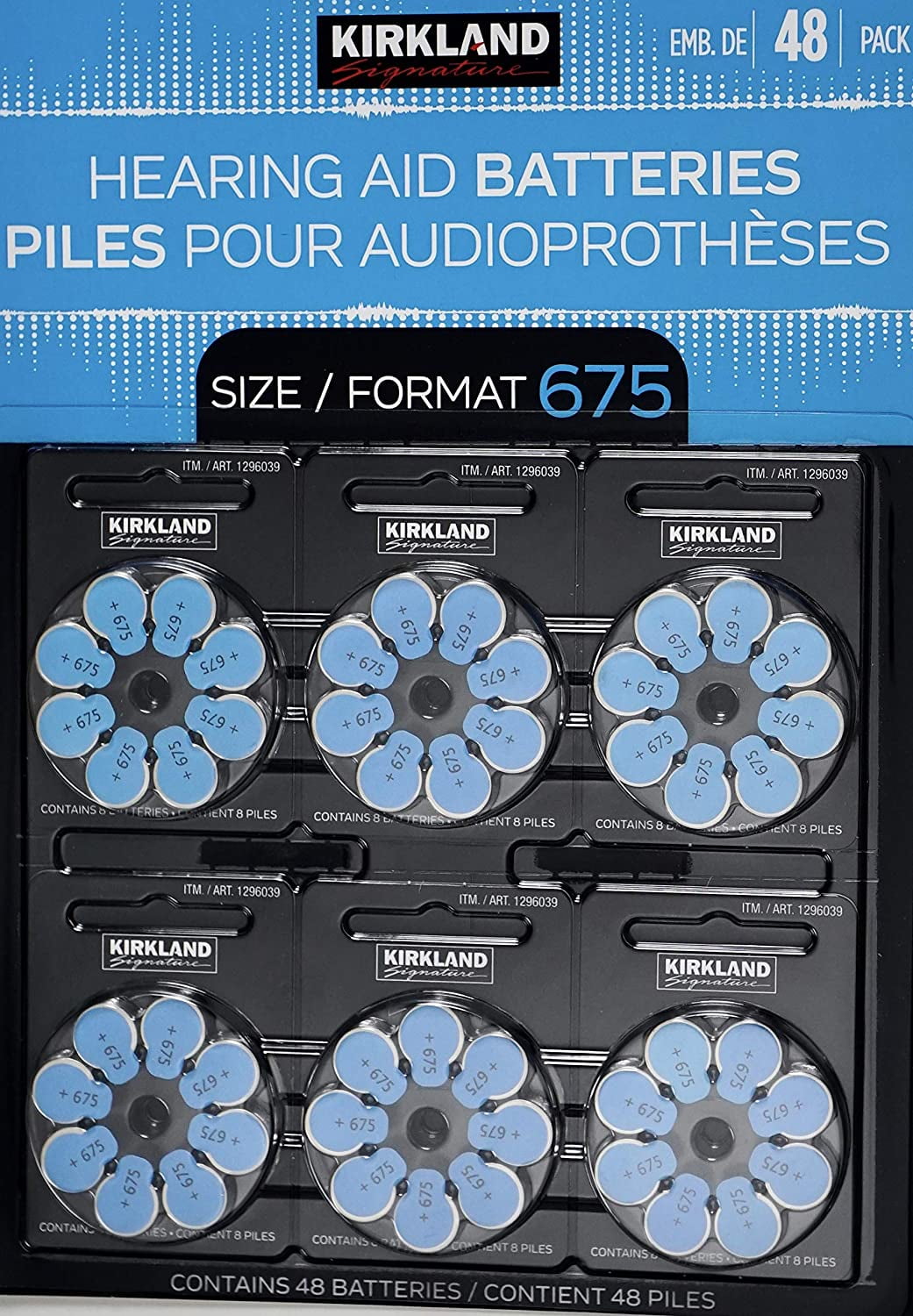 Kirkland Signature Hearing Aid Batteries, Size 675, 48 ct