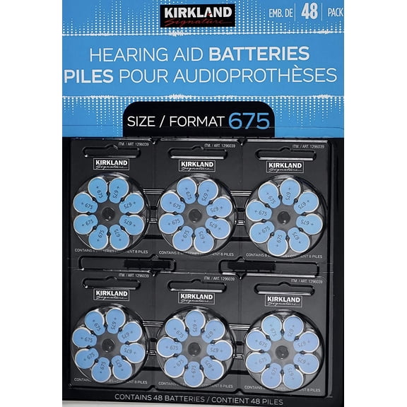 Kirkland Signature Hearing Aid Batteries, Size 675, 48 ct