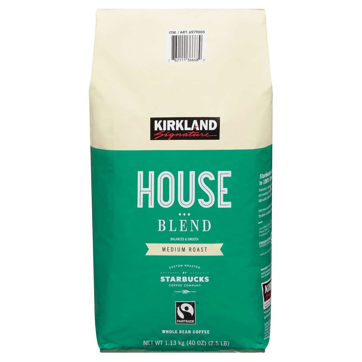Kirkland Signature House Blend Coffee, Medium Roast, Whole Bean, 2.5 lbs