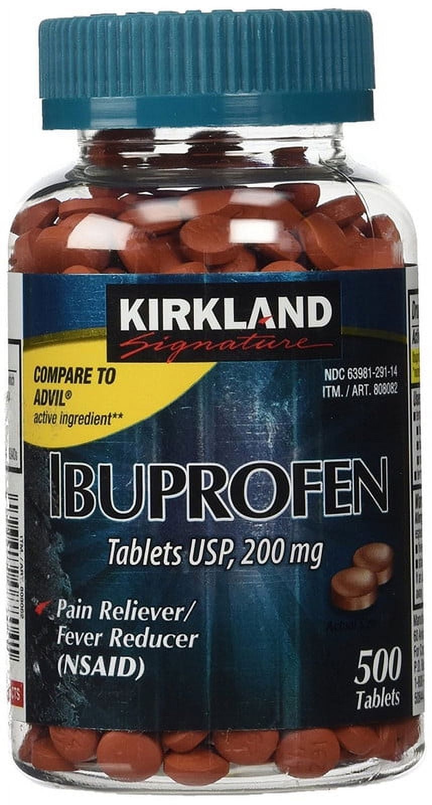 Kirkland Signature Ibuprofen USP 200 mg Pain Reliever 500 Tablets
