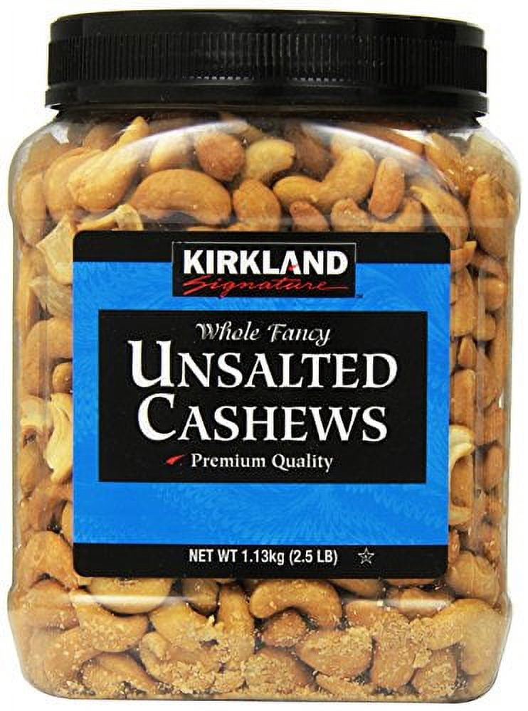 Kirkland Signature Unsalted Whole Cashews – Fancy Premium, 2.5 Lbs, Resealable Bag-821402