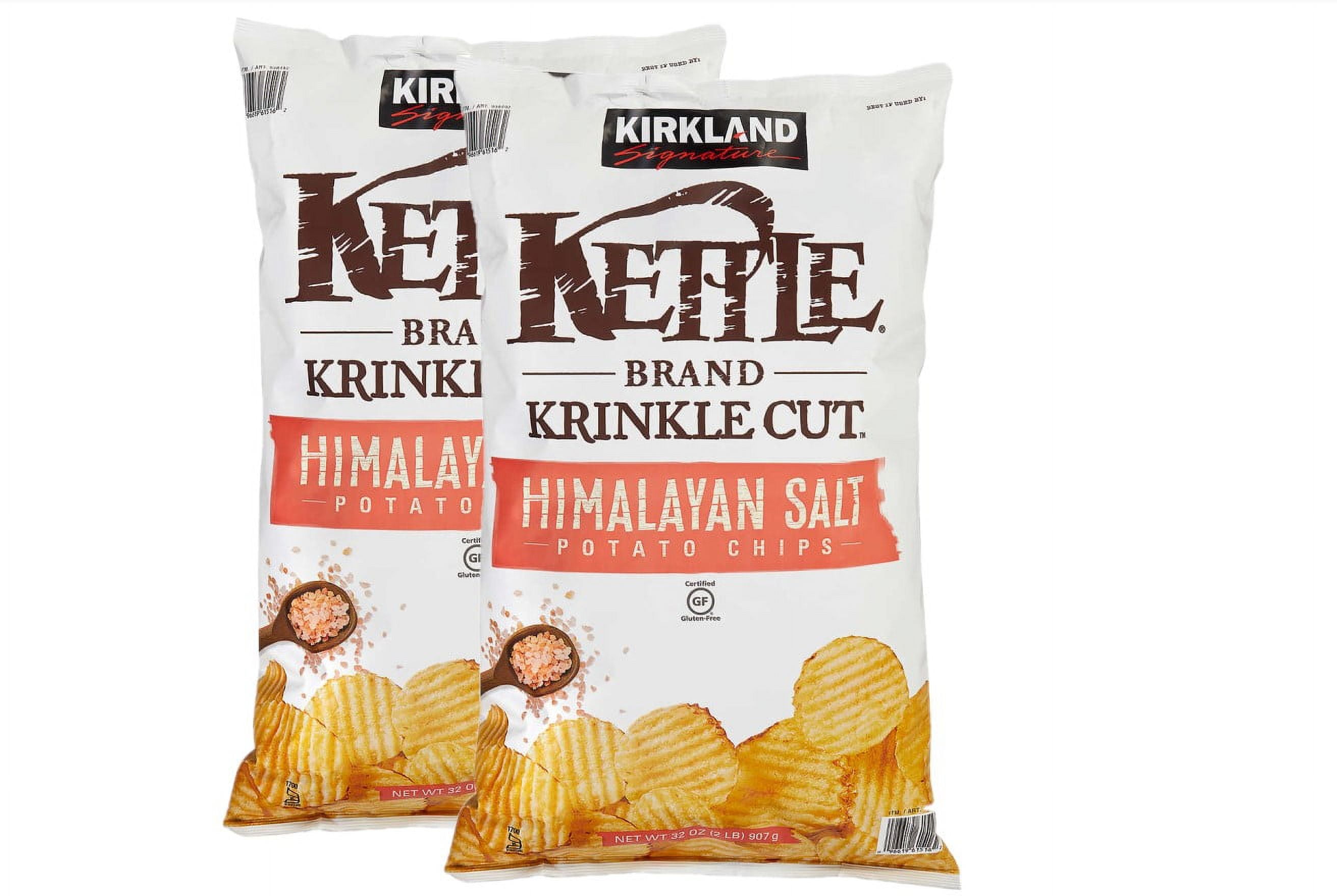 Kirkland Signature Krinkle Cut Kettle Chips, Himalayan Salt, 32 oz 2PK