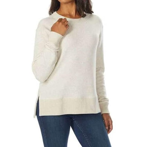 Kirkland Signature Ladies' Fleece Crewneck Sweatshirt, Beige, Medium - NEW