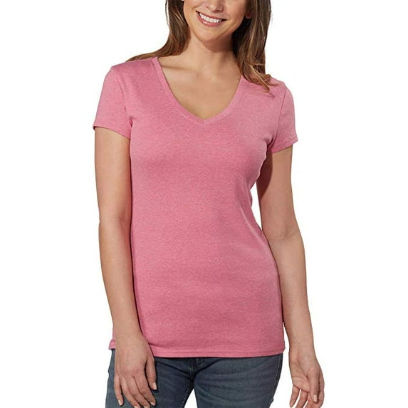 Kirkland Signature Ladies' Pima Cotton V-Neck Tee T-Shirt - Pink, Medium - NEW