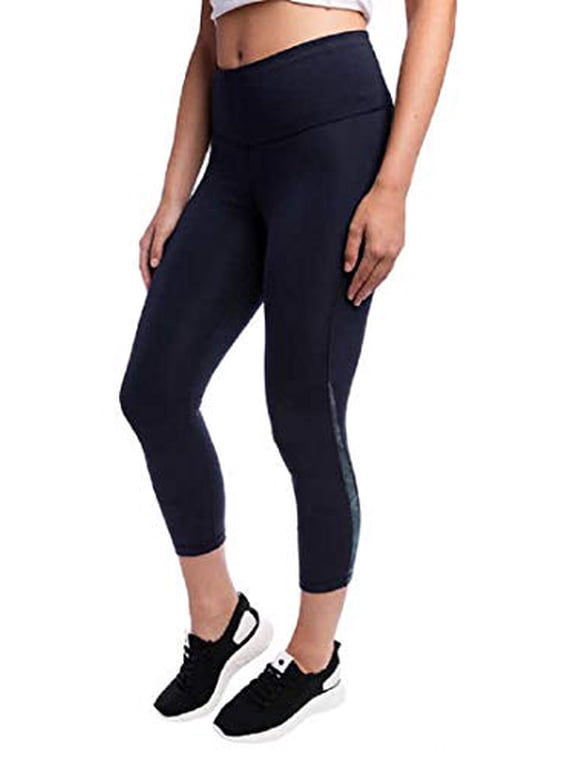 Ladies' Reflective Crop Tight (Navy, X-Small)