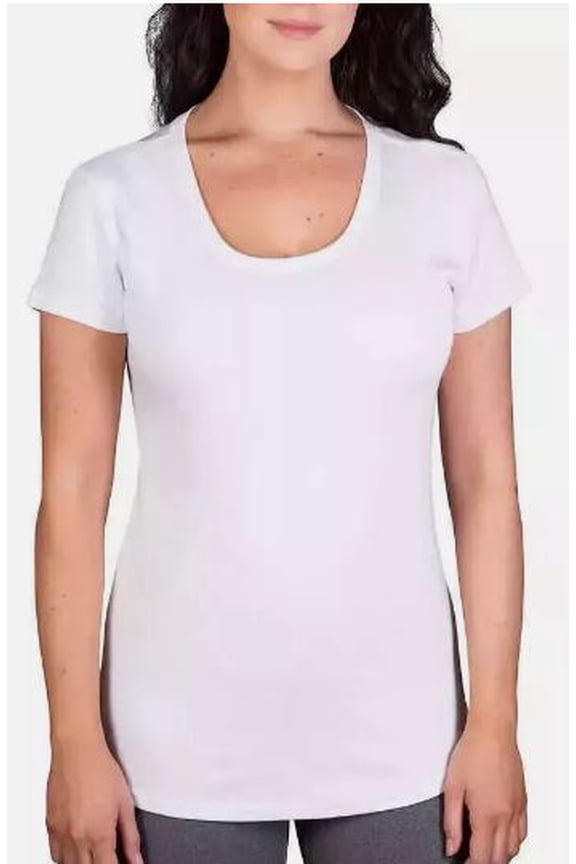 Ladies' Scoop Neck Pima Cotton Tee, White Large