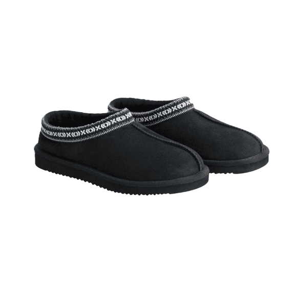 Kirkland Signature Men's 5 / Women's 6 Unisex Genuine Sheepskin Shearling Slipper, Black