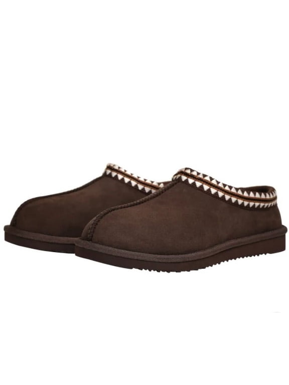 Men's 6/Women's 7 Unisex Genuine Sheepskin Shearling Slipper, Brown