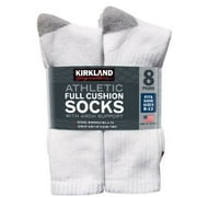 Kirkland Signature Mens Athletic Sock, 8-pairWhite Large