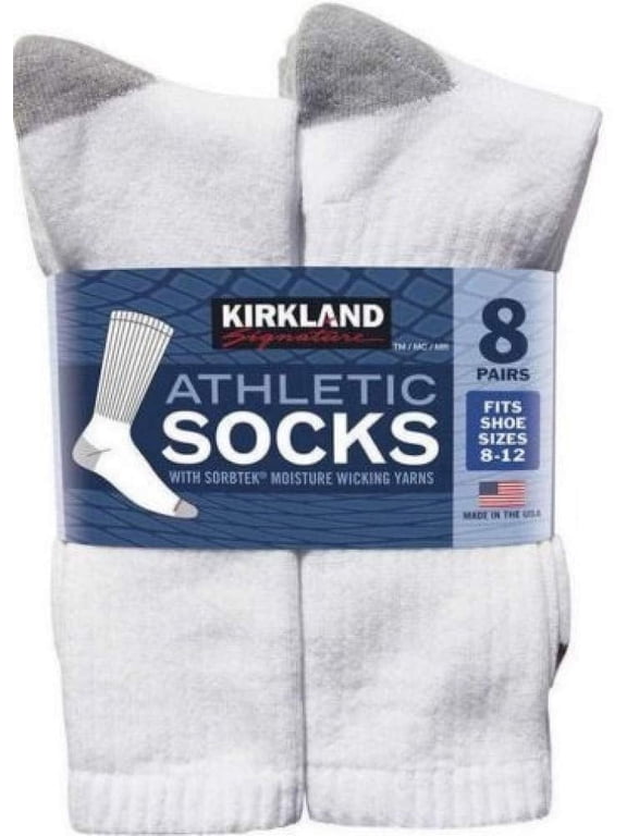 Men's Athletic Sock 8-pair, White (White, 13+)