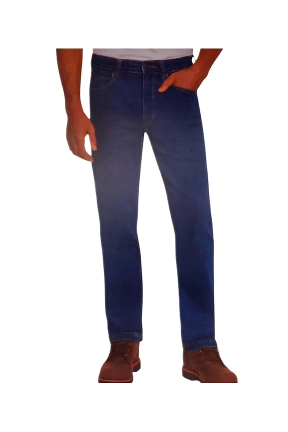 Mens Comfort Stretch Straight Fit 5-Pocket Denim Jeans, Dark Blue, Size 32x29