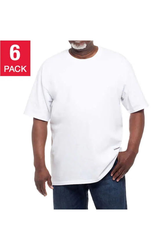 Men’s Crew Neck Tee, 6-pack, White