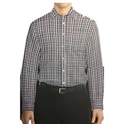 Kirkland Signature Mens Long Sleeve Cotton Non Iron Sport Shirt! Navy Red, Large