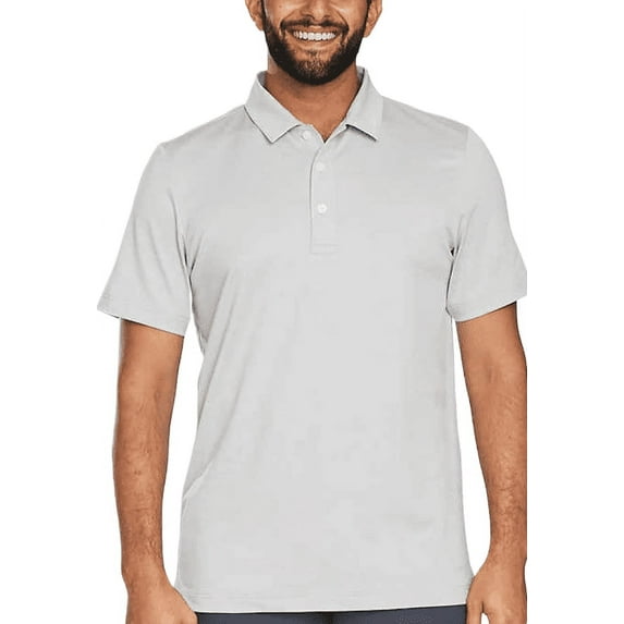 Kirkland Signature Men's Performance 4-Way Stretch Polo Shirts (Light Grey, Small)