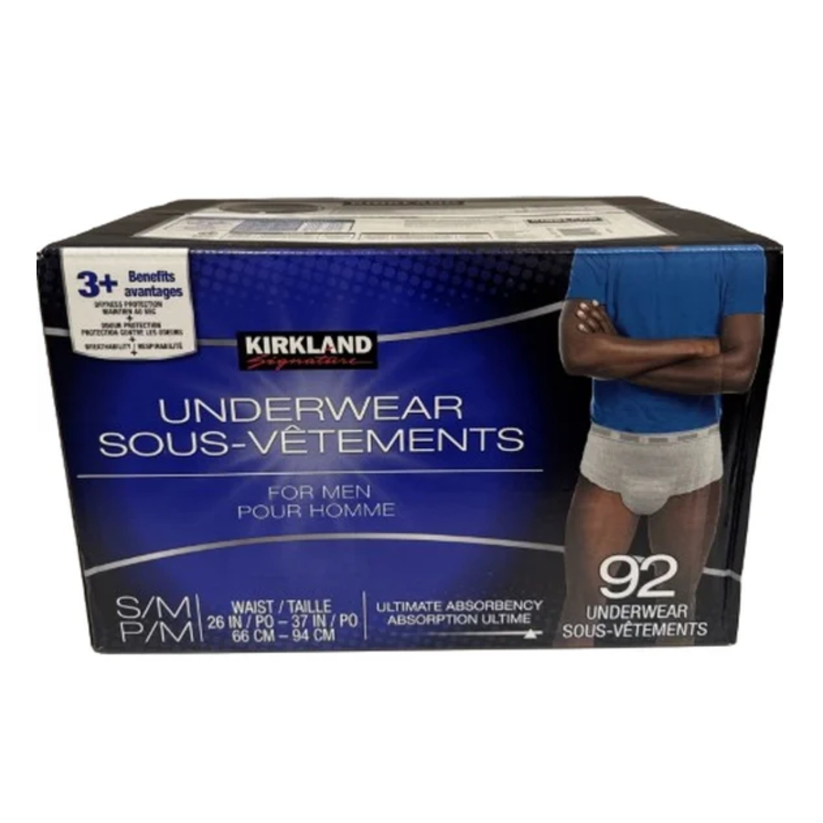 Kirkland Signature Men's Protective Underwear, S/M (26 - 37 in), 92 Count