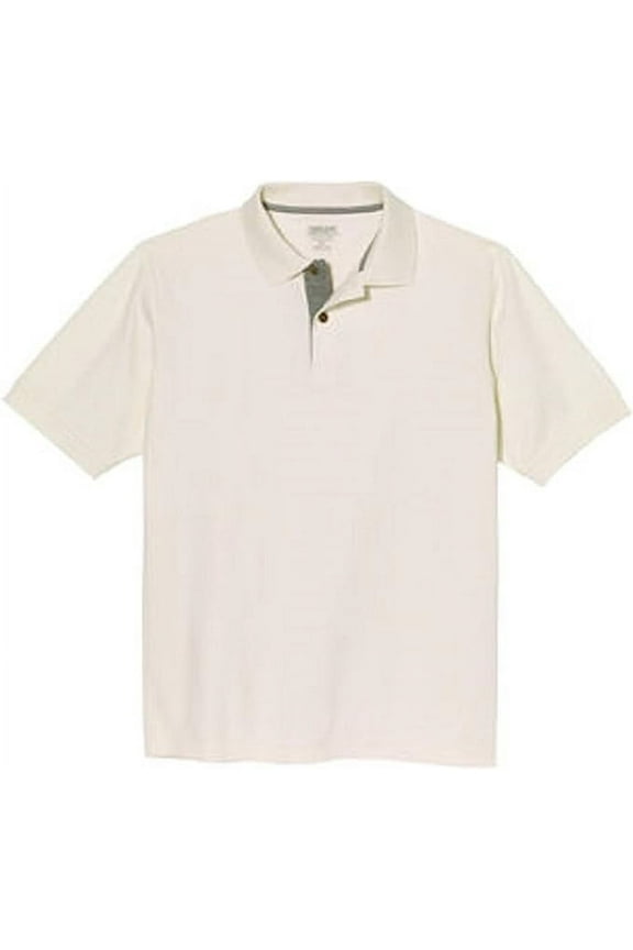 Men's Ribbed Cotton Polo (White, Large)