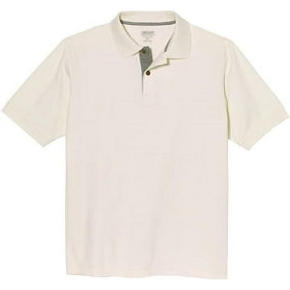 Kirkland Signature Men's Ribbed Cotton Polo (White, Large)