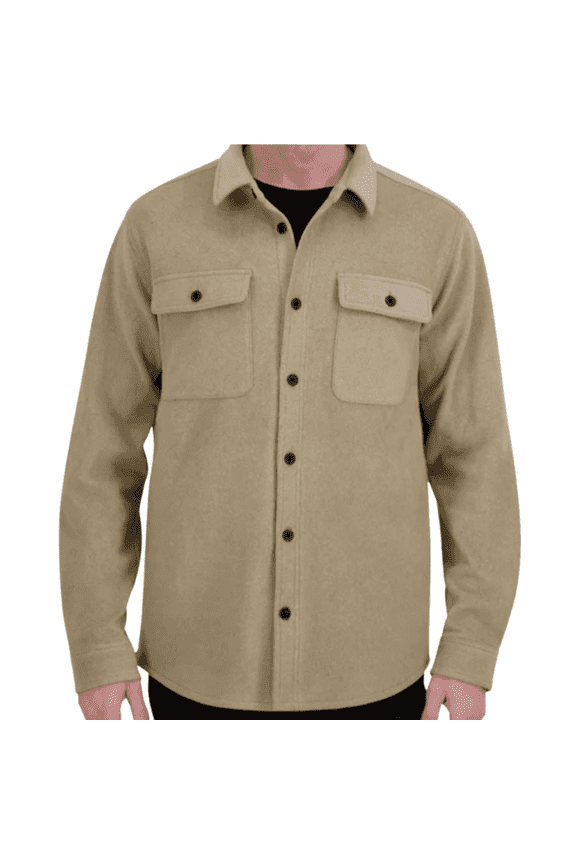 Men's Shirt Jacket Heavyweight 2-Way Stretch Workwear, Tan, XL