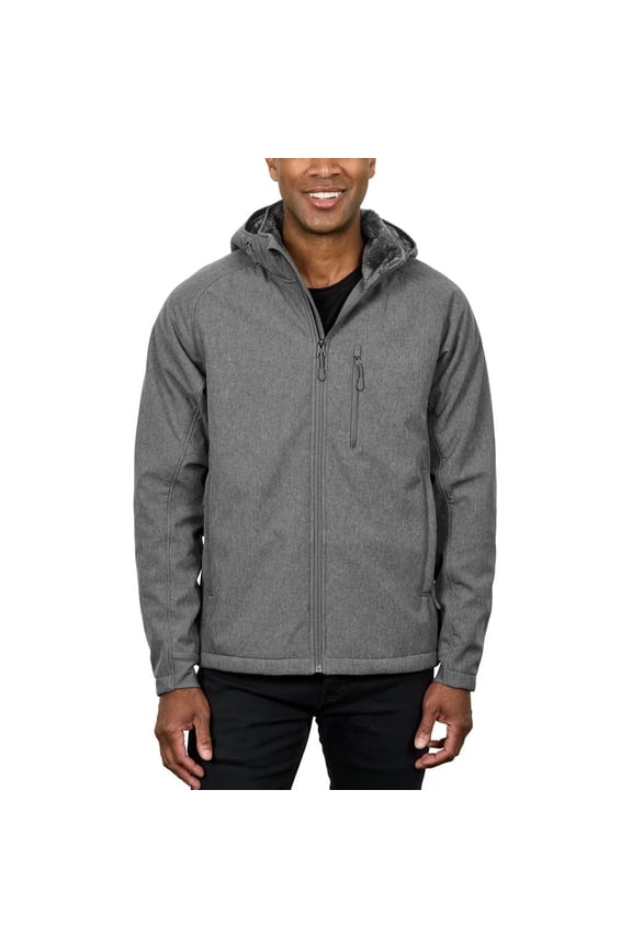 Mens Softshell Jacket, Fleece Lined, Water Resistant, Gray, Medium
