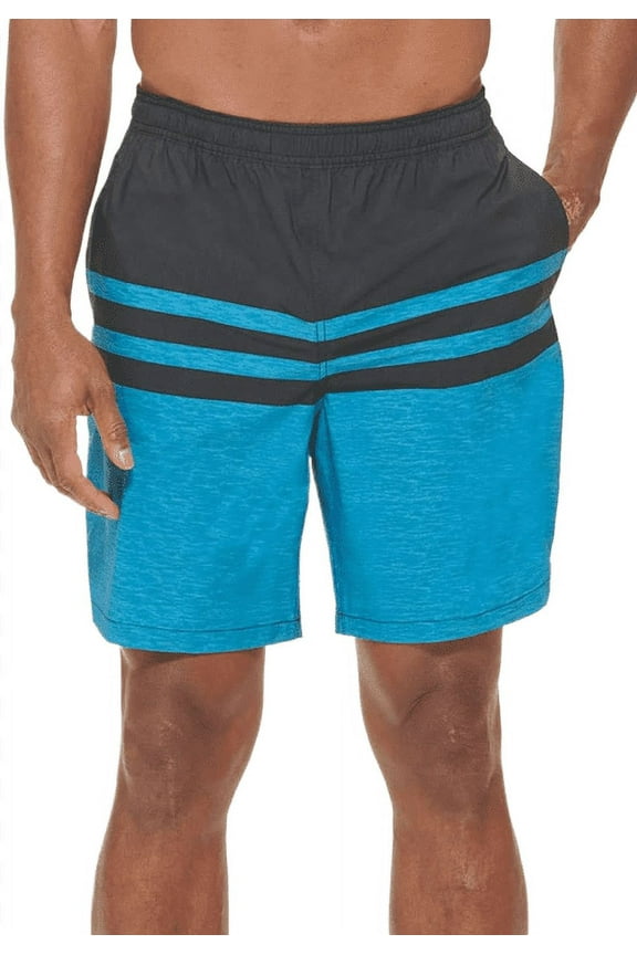 Men's Swim Shorts (Blue/Black, Large)