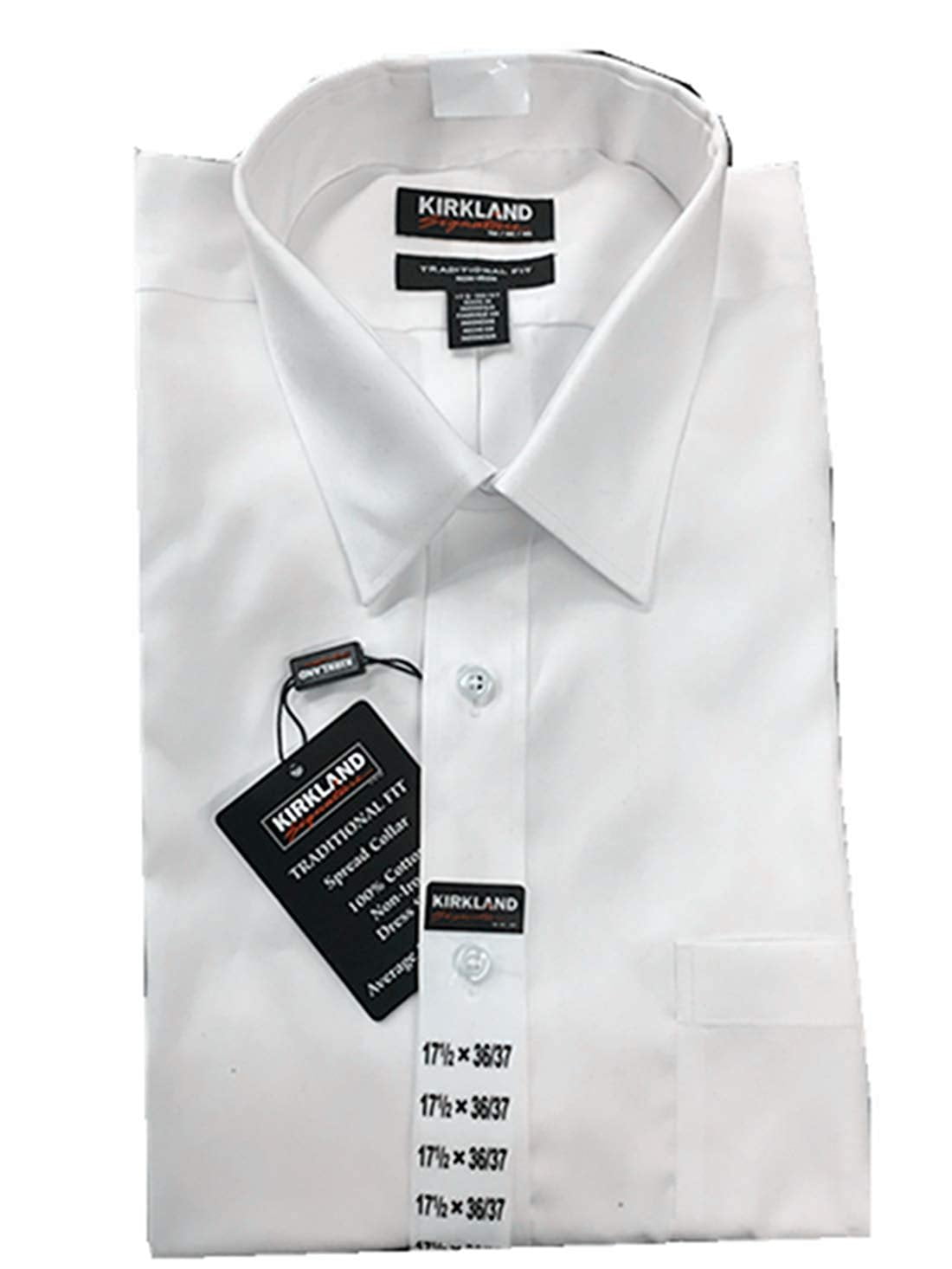 Kirkland Signature Men's Traditional Fit Long Sleeve Shirt 15.5x34/35,  White01