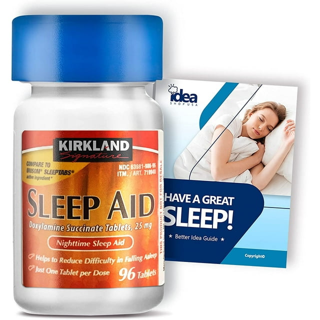 Kirkland Signature - Nighttime Sleep Aid, 25 mg 96 ct + “Have a Great Sleep - Better Idea Guide” (1 Pack 96ct)
