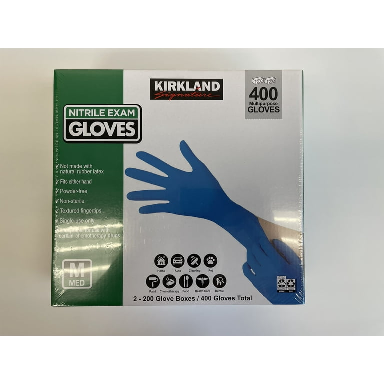Kirkland Signature Nitrile Exam Gloves, Size Medium, 400-Count
