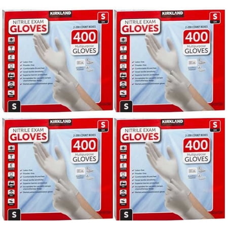 Kirkland Signature Nitrile Exam Gloves-Each pack 2x200=400 Count -Small (4 Pack)