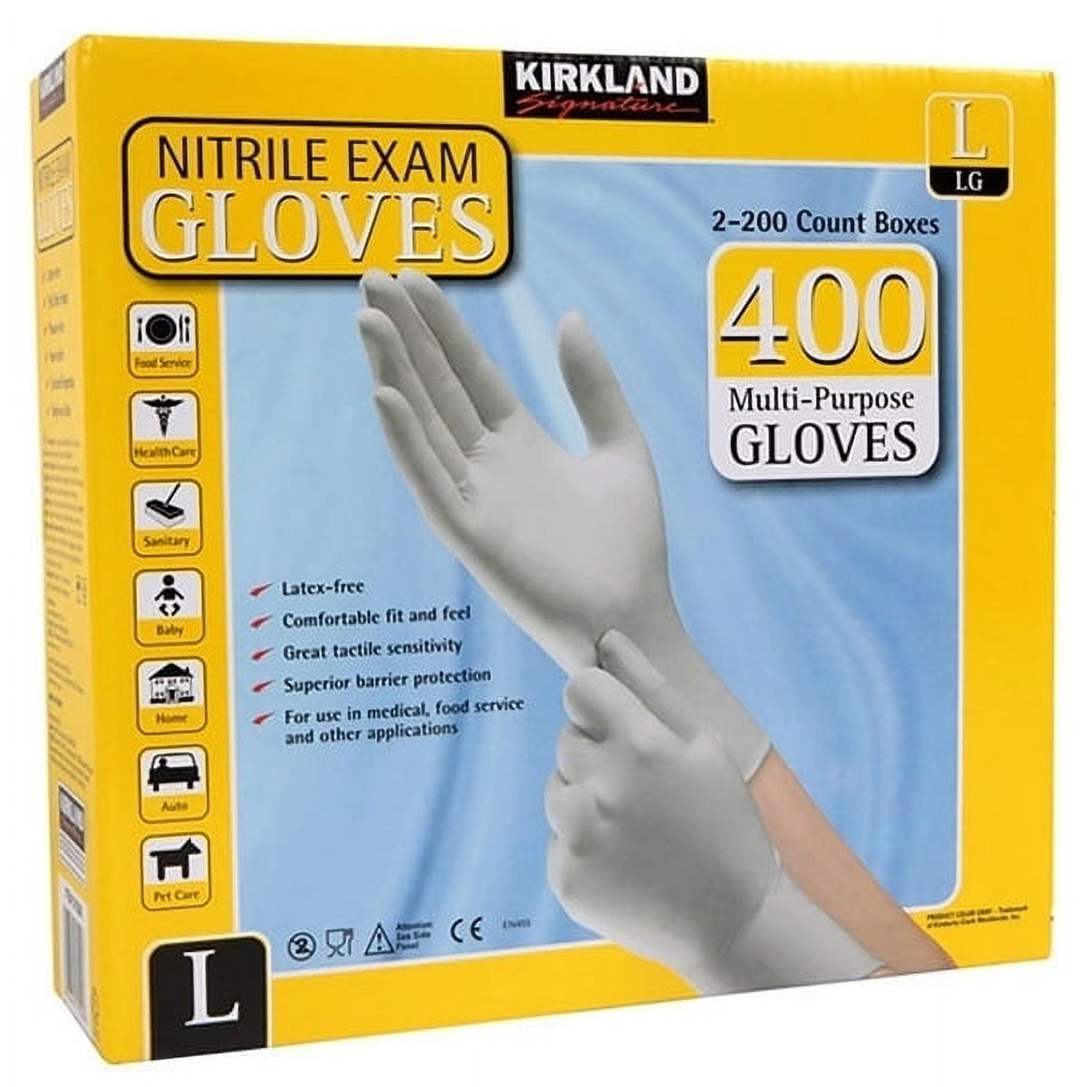 Kirkland Signature Nitrile Exam Gloves (Large) 400 Count