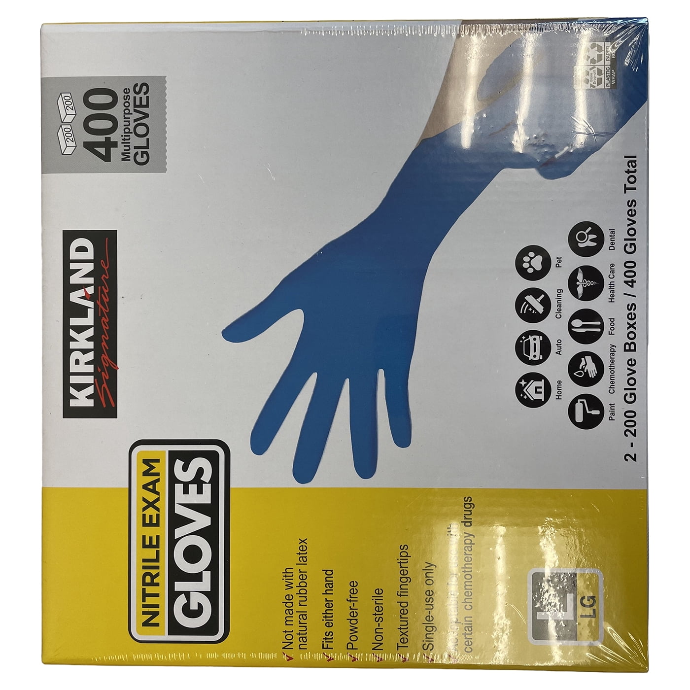Kirkland Signature Disposable Nitrile Gloves, Large, 400 Count