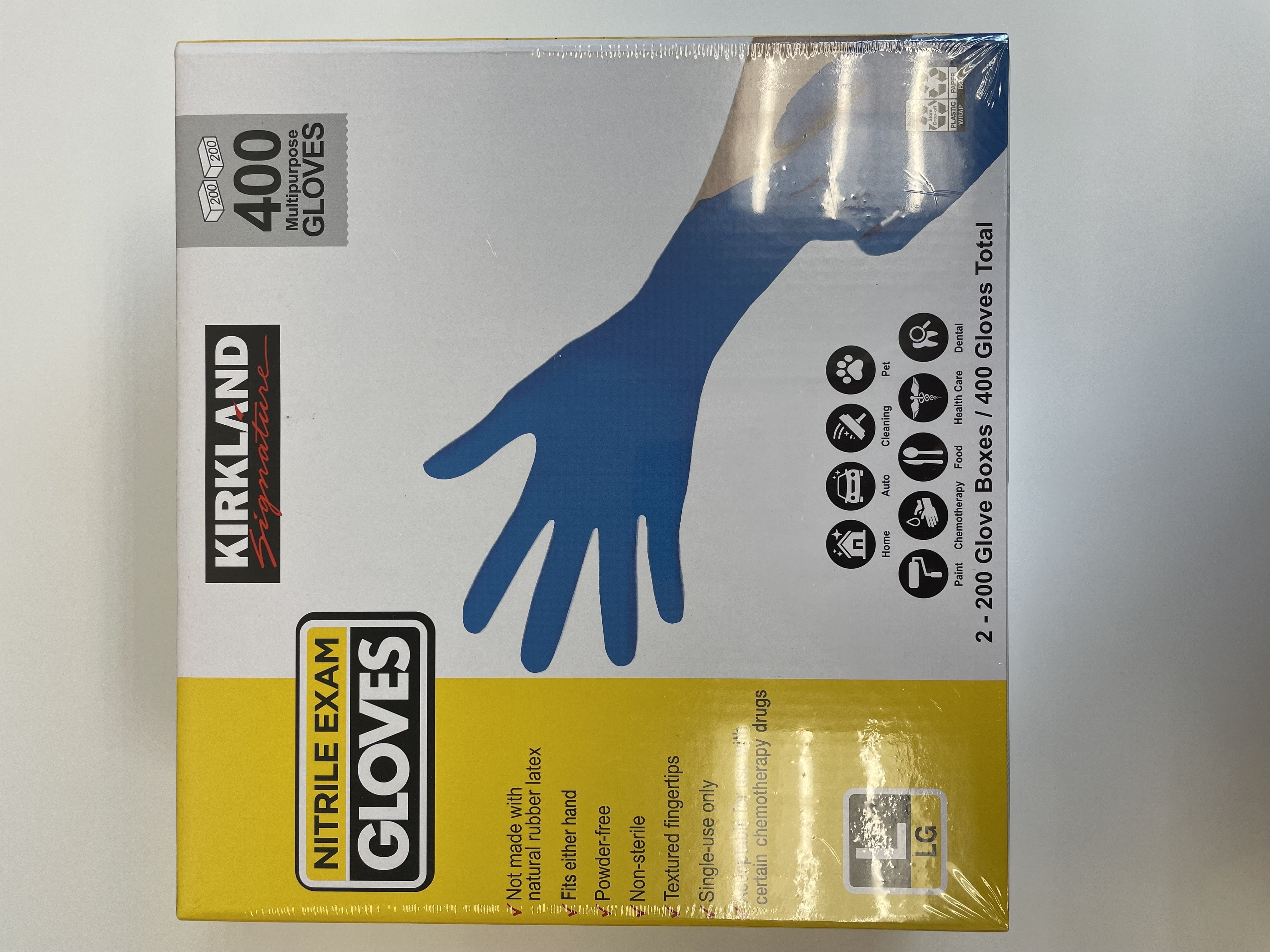 Kirkland Signature Disposable Nitrile Gloves, Large, 400 Count