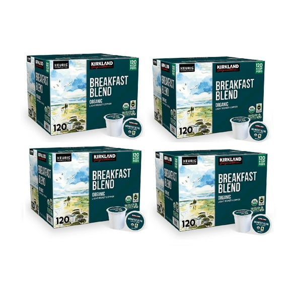 Kirkland Signature Organic Breakfast Blend Coffee, Light, Keurig K-Cup Pods, 120 ct 4PK