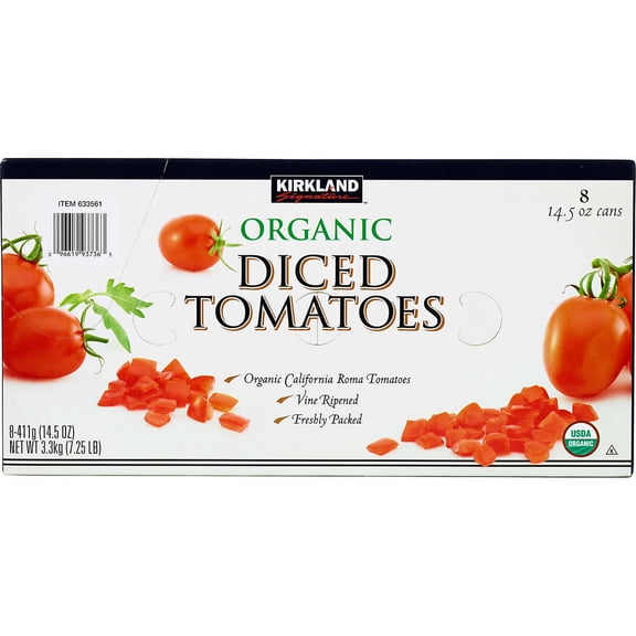 Kirkland Signature Organic Diced Tomatoes 14.5 Ounce (Pack of 8)