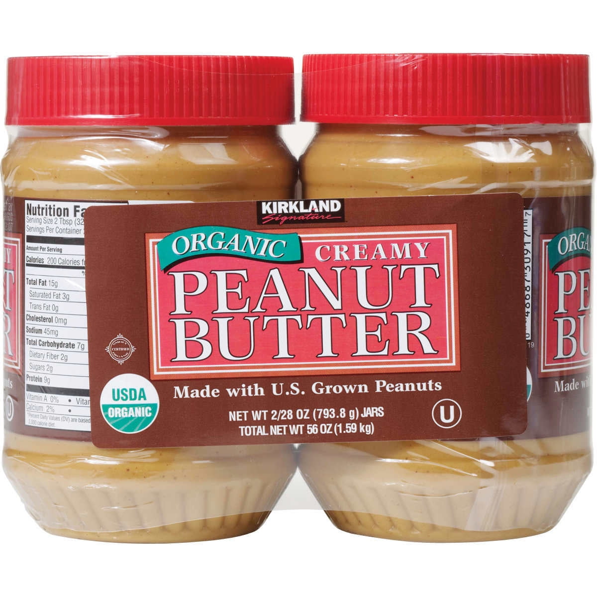 Kirkland Signature Organic Peanut Butter, 28 oz, 2count
