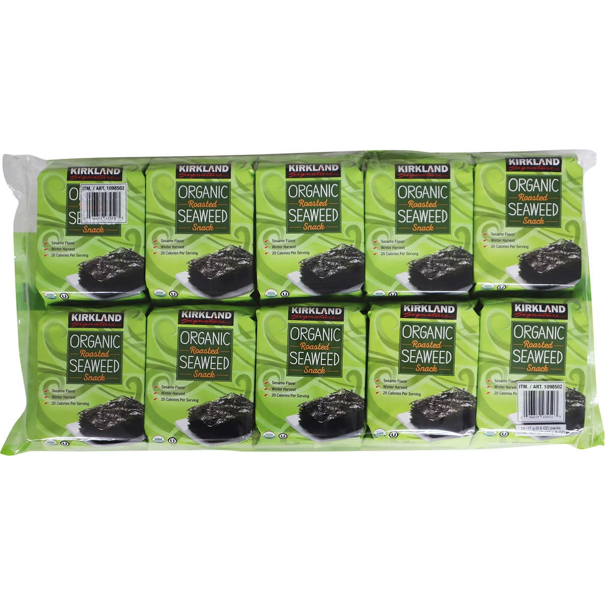 Kirkland Signature Organic Roasted Seaweed Snack Sesame 0.60 oz 10 ct