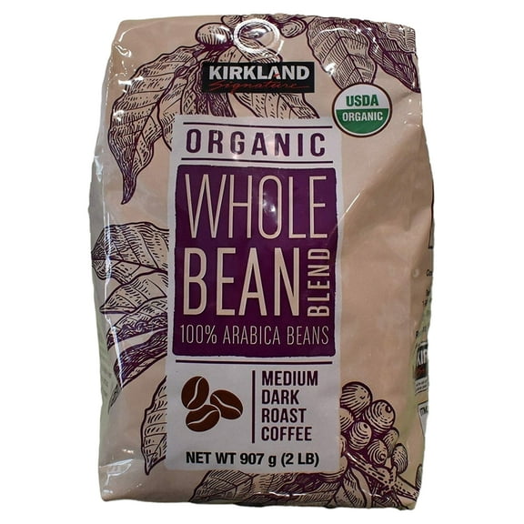 Kirkland Signature Organic Whole Bean Blend 100 % Arabica Beans (2 Pounds)