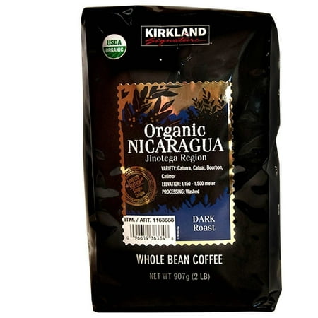Kirkland Signature Organic Whole Bean Nicaragua Coffee Beans, 32 Ounce