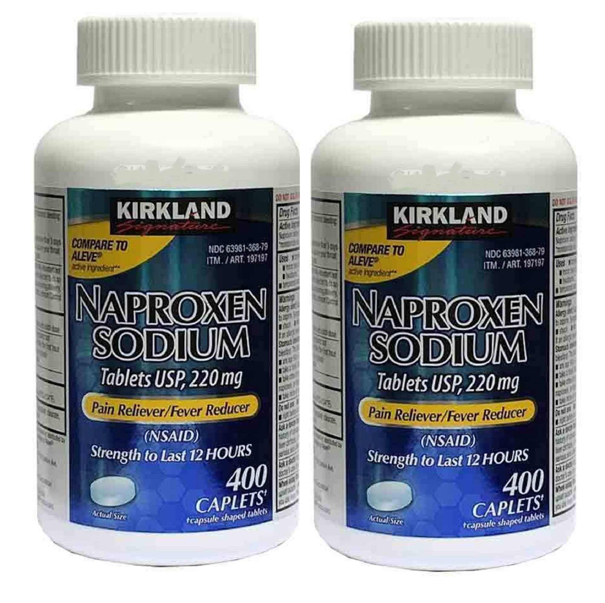 Kirkland Signature Pain/Fever Reliever Naproxen Sodium 400 Caplets (Pack of 2)