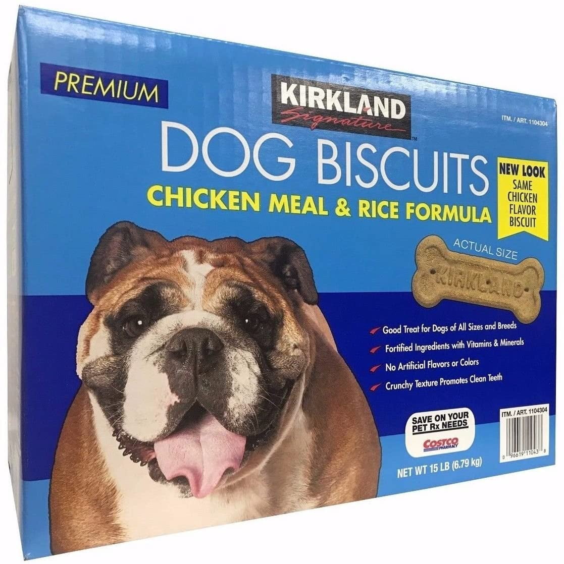 Kirkland Signature Premium Dog Biscuits Chicken Meal & Rice Formula 15 LB,standart