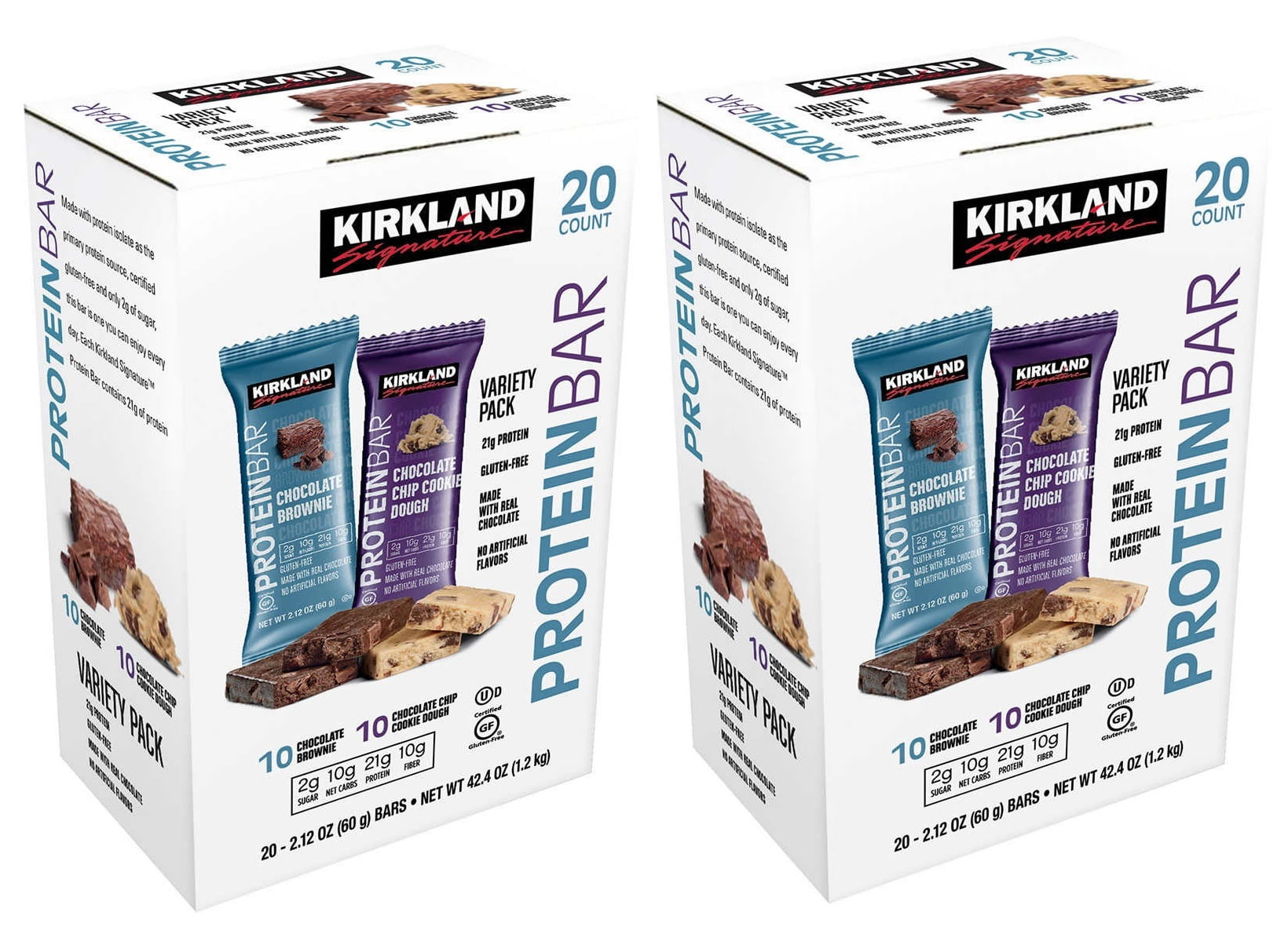 Kirkland Signature Protein Bars Cookie Dough and Chocolate Brownie 20