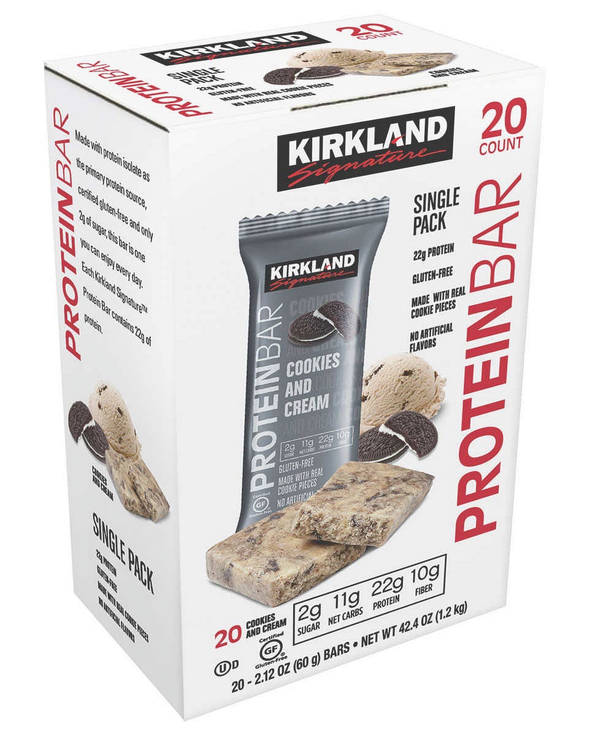 Kirkland Signature Protein Bars, Cookies and Cream, 20count