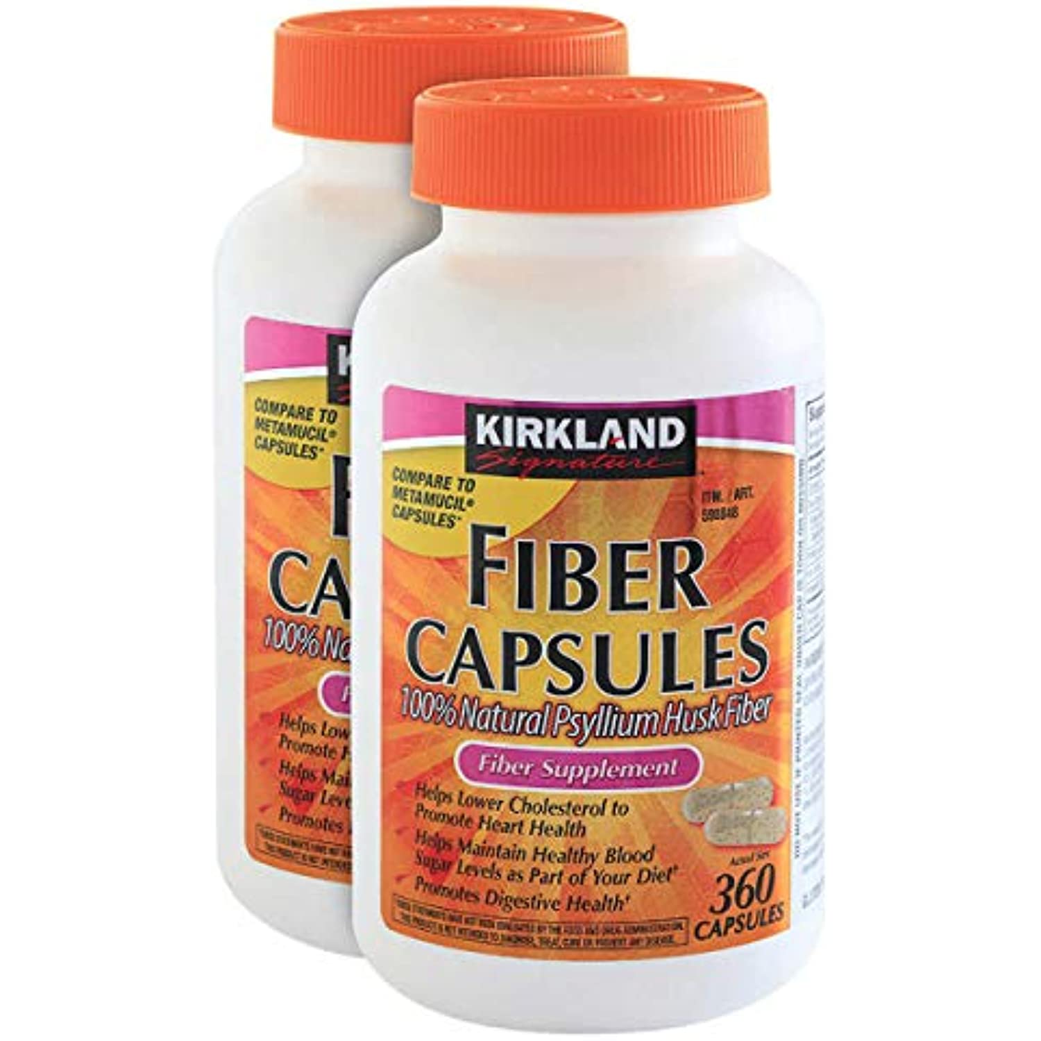 Kirkland Signature Psyllium Fiber Capsules 360 Capsules 2 Pack