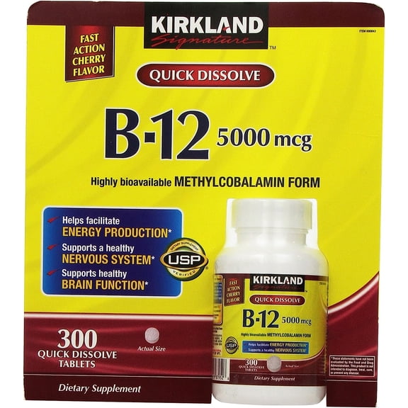 Kirkland Signature Quick Dissolve B-12 5000 mcg, 300 Tablets