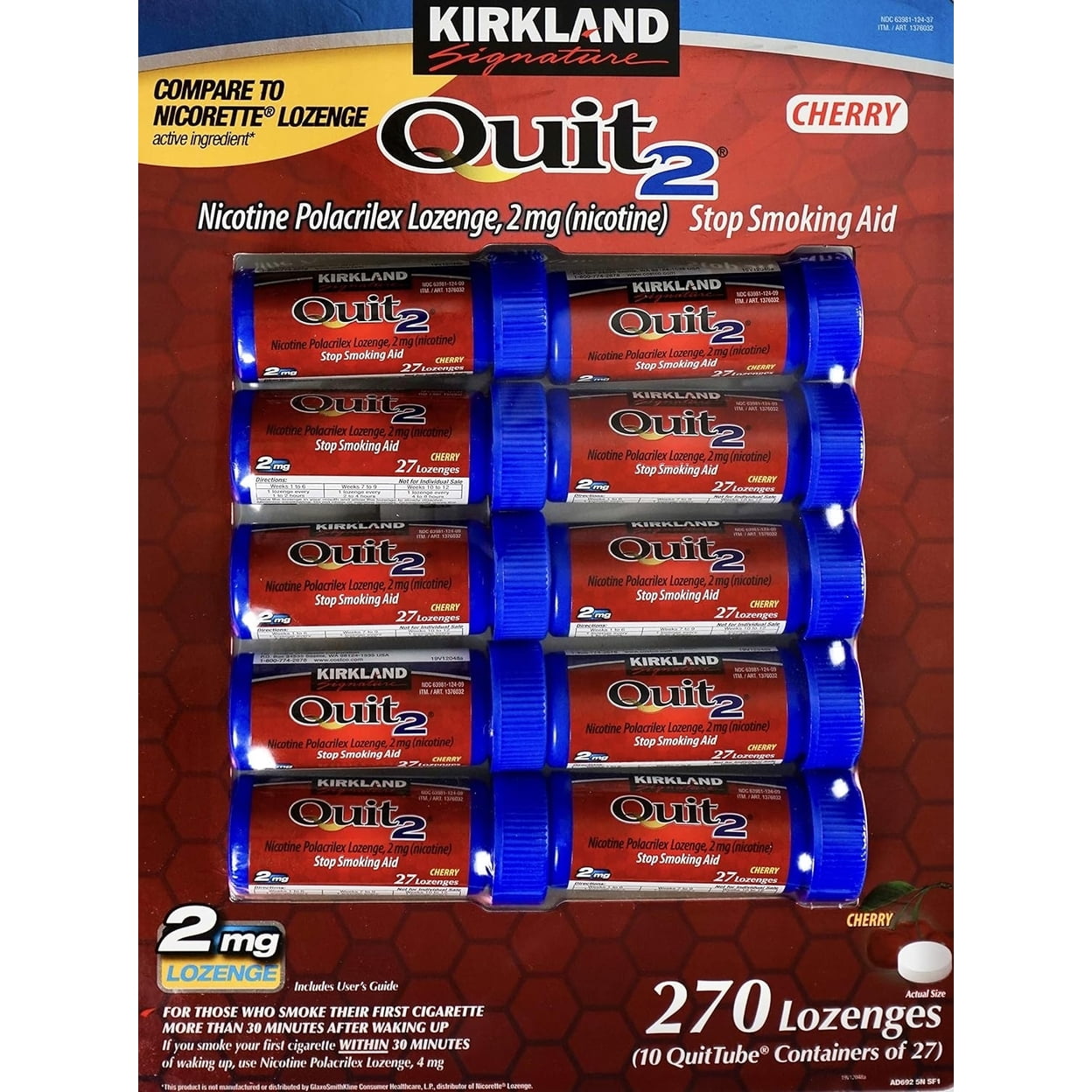 Kirkland Signature Quit 2mg., Cherry Lozenges, 270 Pieces