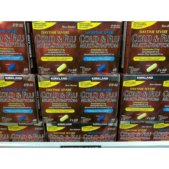 Kirkland Signature Severe Cold & Flu Mult-Symptom Caplets - Day 2 x 60 count + Night 48 count