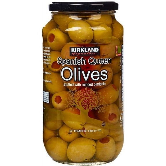 Kirkland Signature Spanish Queen Olives Stuffed with Pimiento 21Oz Net Drained