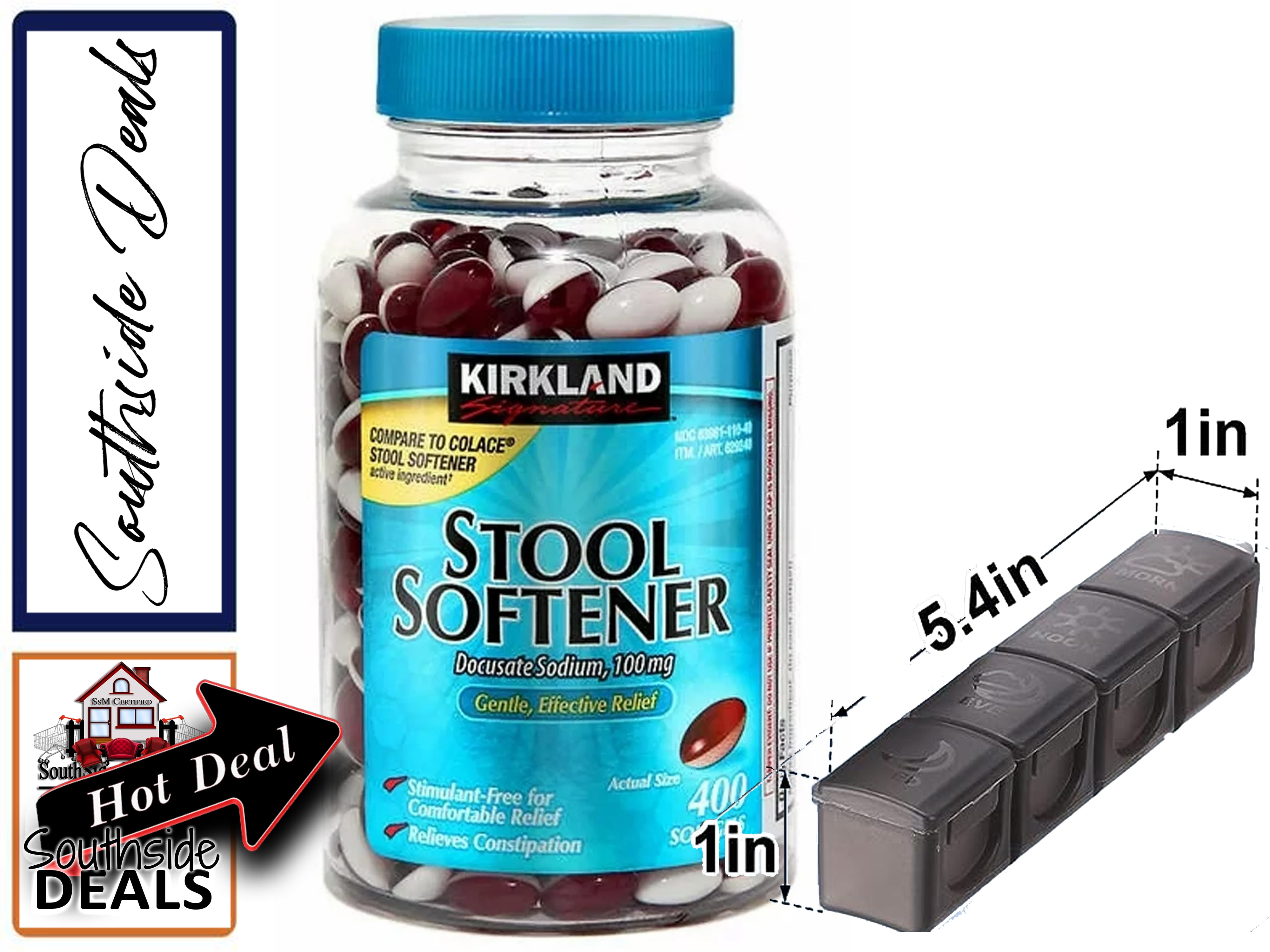 Kirkland Signature Stool Softener, 100 mg, 400 Softgels 1 Pack with a