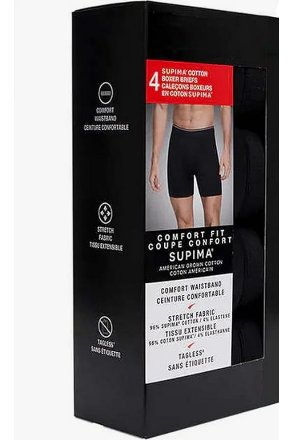 Supima Cotton Men's Boxer Briefs (4 Pack) Size M
