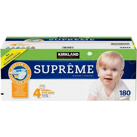 Kirkland Signature Supreme Diapers Size 4; 180-count